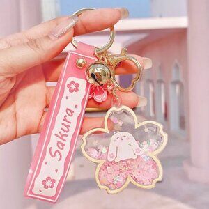 Sakura Sequins Keychain with Bells | Cute Women Accessories Car Keys